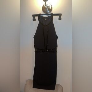 GUESS WOMENS BEADED MESH BLACK DRESS SIZE 4